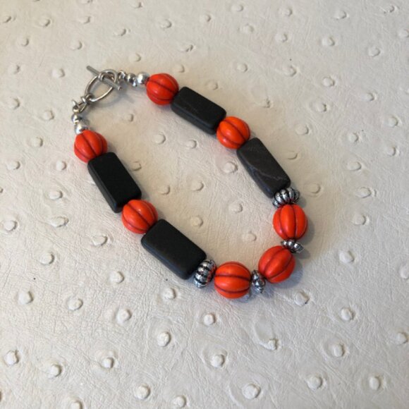 NEW one of a kind handcrafted Pumpkin & Bloodstone crystal bracelet - Picture 1 of 1